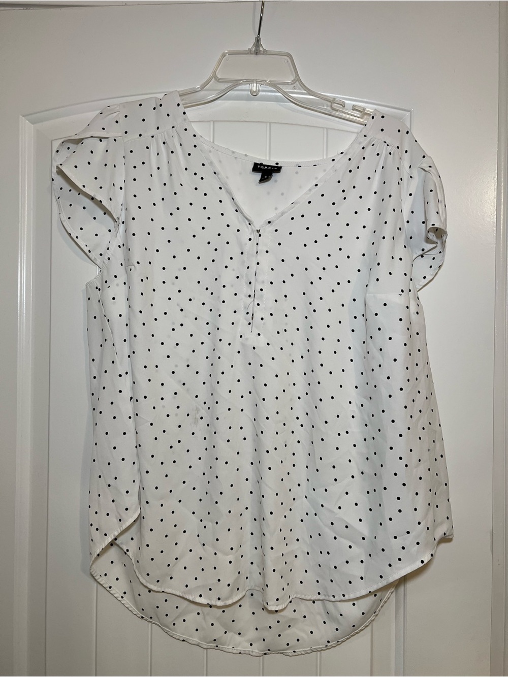 Torrid Harper White Black Polka Dot Flutter Sleeve Blouse Size 0